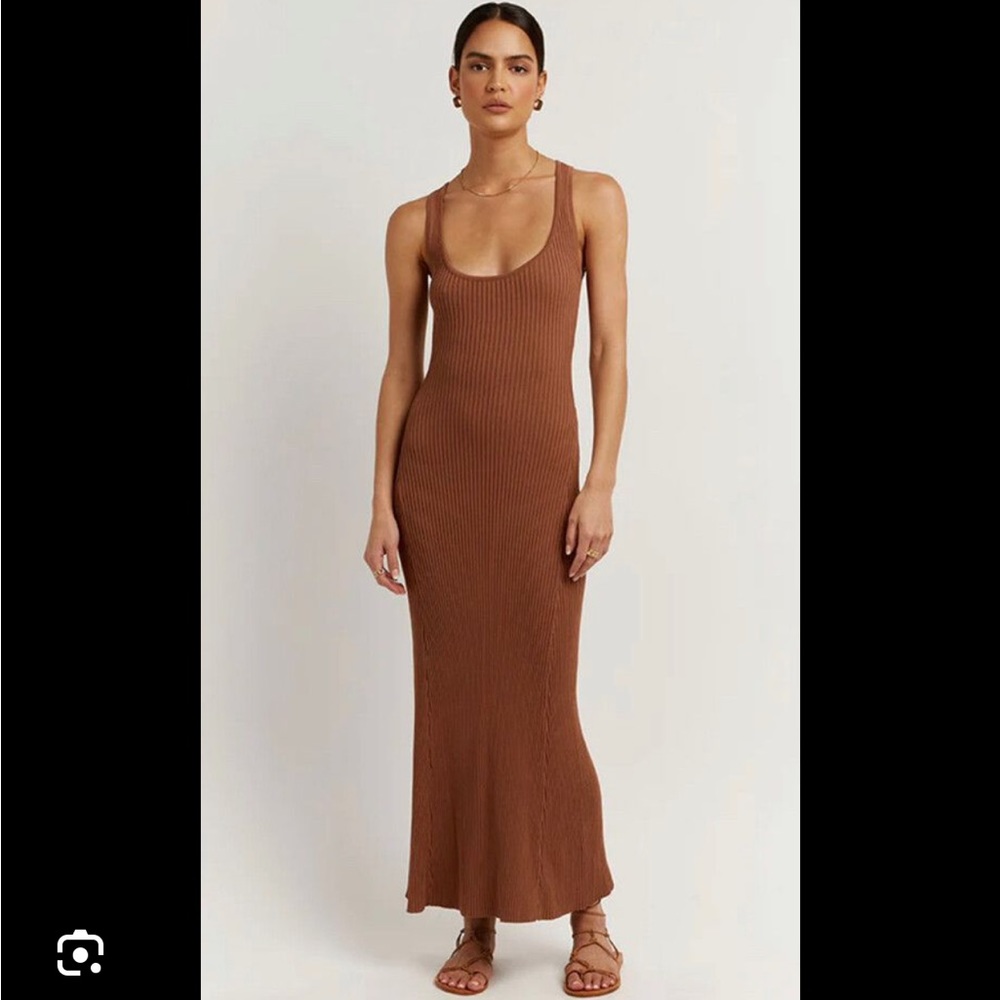 DISSH VICTORIA MOCHA KNIT MIDI DRESS -  XS